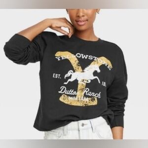 Yellowstone Cropped Sweatshirt Black XL – Horse Graphic